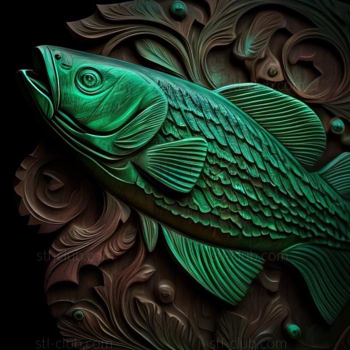 st Green puntius fish